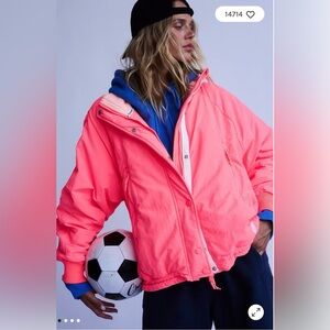 Free People Neon Pink Puffer Jacket